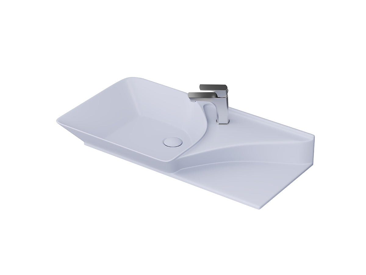 Lucco Poise-X Etajerli Lavabo 80 cm, Mat Buz Mavi