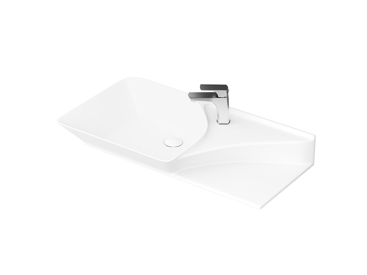 Lucco Poise-X Etajerli Lavabo 80 cm, Mat Beyaz