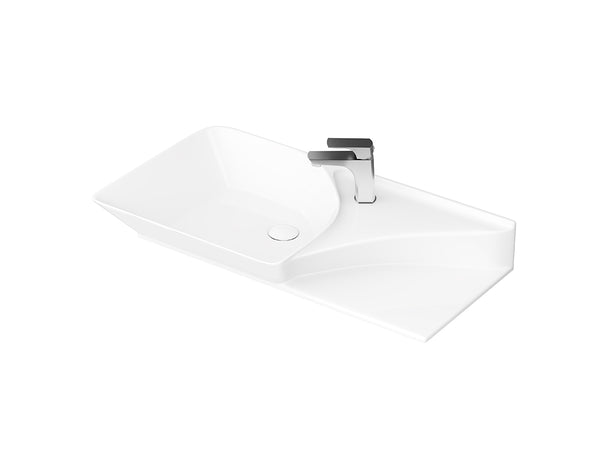 Lucco Poise-X Etajerli Lavabo 80 cm, Parlak Beyaz