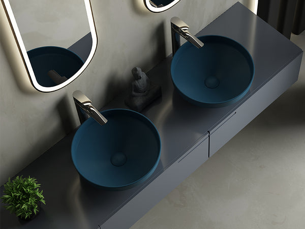 Lucco Luci Çanak Lavabo 40 cm, Mat Petrol Mavi