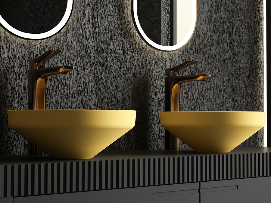 Lucco Luci Çanak Lavabo 40 cm, Mat Hardal Sari