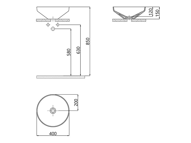 Lucco Luci Çanak Lavabo 40 cm, Mat Buz Mavi
