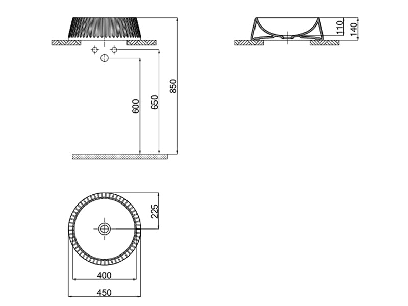 Lucco Deep Çanak Lavabo 40 cm, Mat Buz Mavi