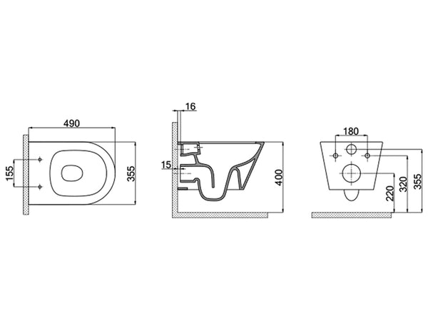 Lucco Gema Rimless Asma Klozet Seti Mat Turuncu 49 cm