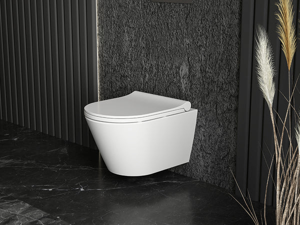 Lucco Gema Rimless Asma Klozet Seti Parlak Beyaz, 49 cm