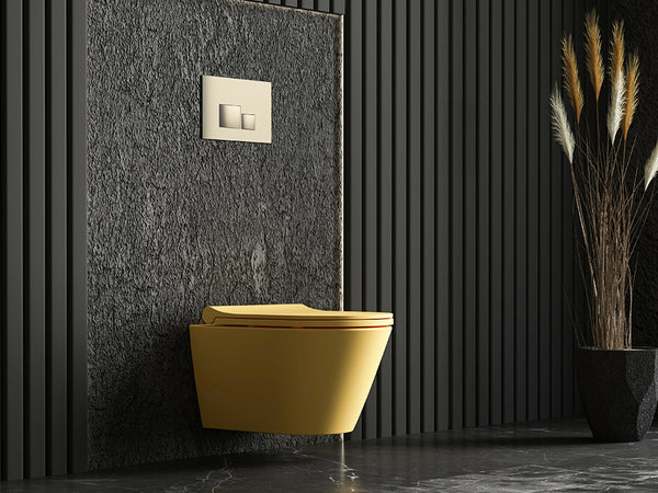 Lucco Gema Rimless Asma Klozet Seti Mat Hardal Sari 49 cm