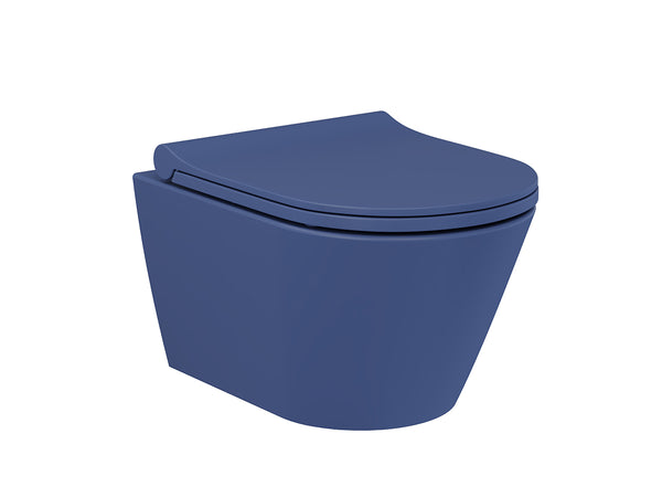 Lucco Gema Rimless Asma Klozet Seti Mat Petrol Mavi 49 cm