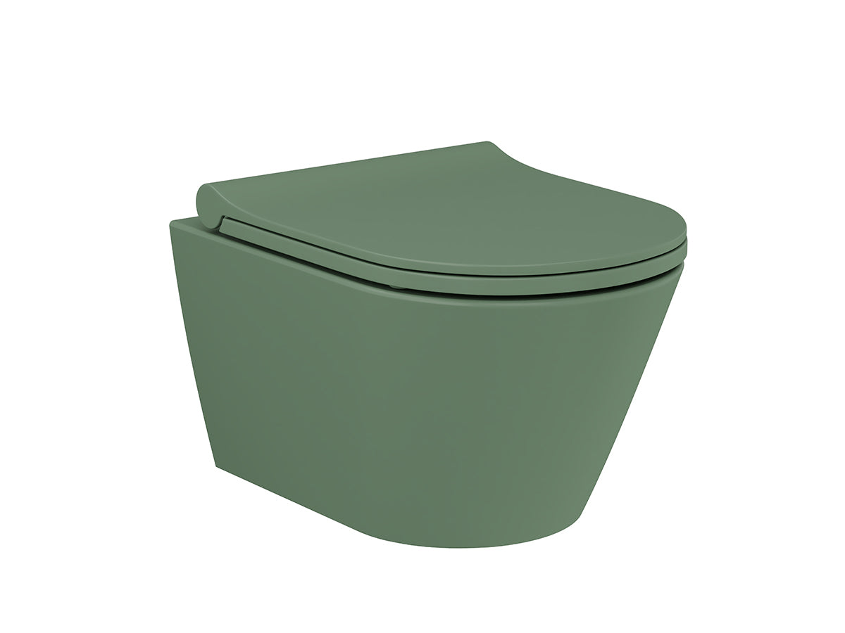 Lucco Gema Rimless Asma Klozet Seti Mat Yesil 49 cm