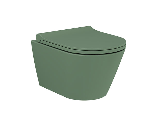 Lucco Gema Rimless Asma Klozet Seti Mat Yesil 49 cm