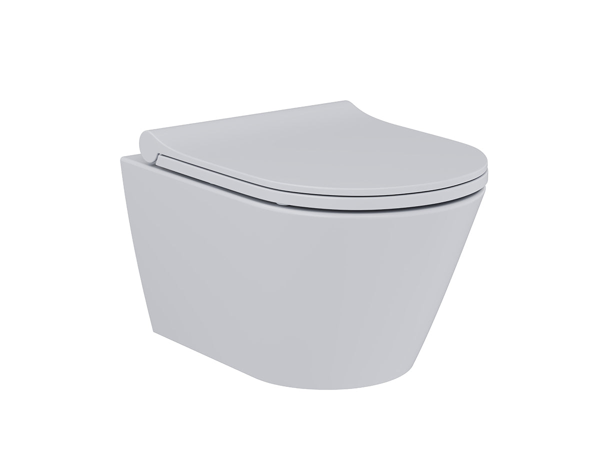 Lucco Gema Rimless Asma Klozet Seti Mat Gumus Gri 49 cm