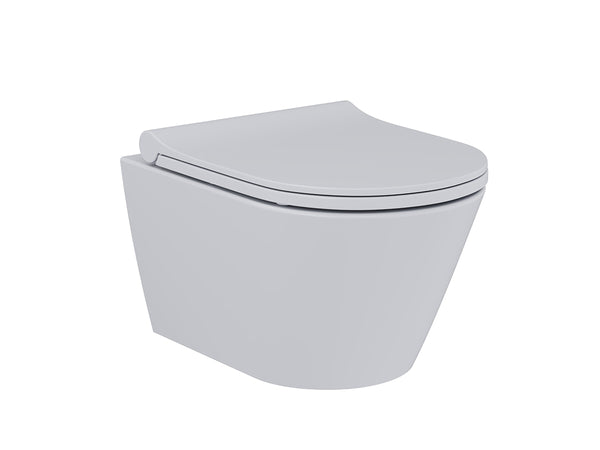 Lucco Gema Rimless Asma Klozet Seti Mat Gumus Gri 49 cm