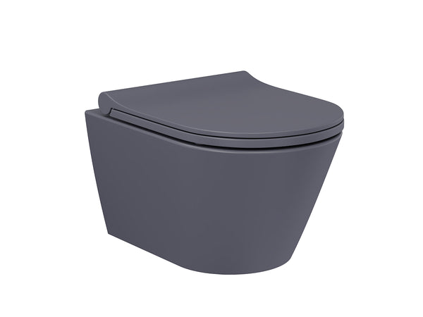 Lucco Gema Rimless Asma Klozet Seti Mat Antrasit 49 cm