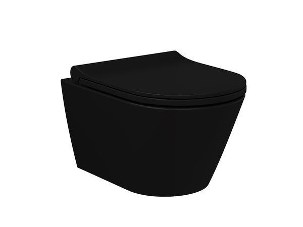 Lucco Gema Rimless Asma Klozet Seti Mat Siyah 49 cm