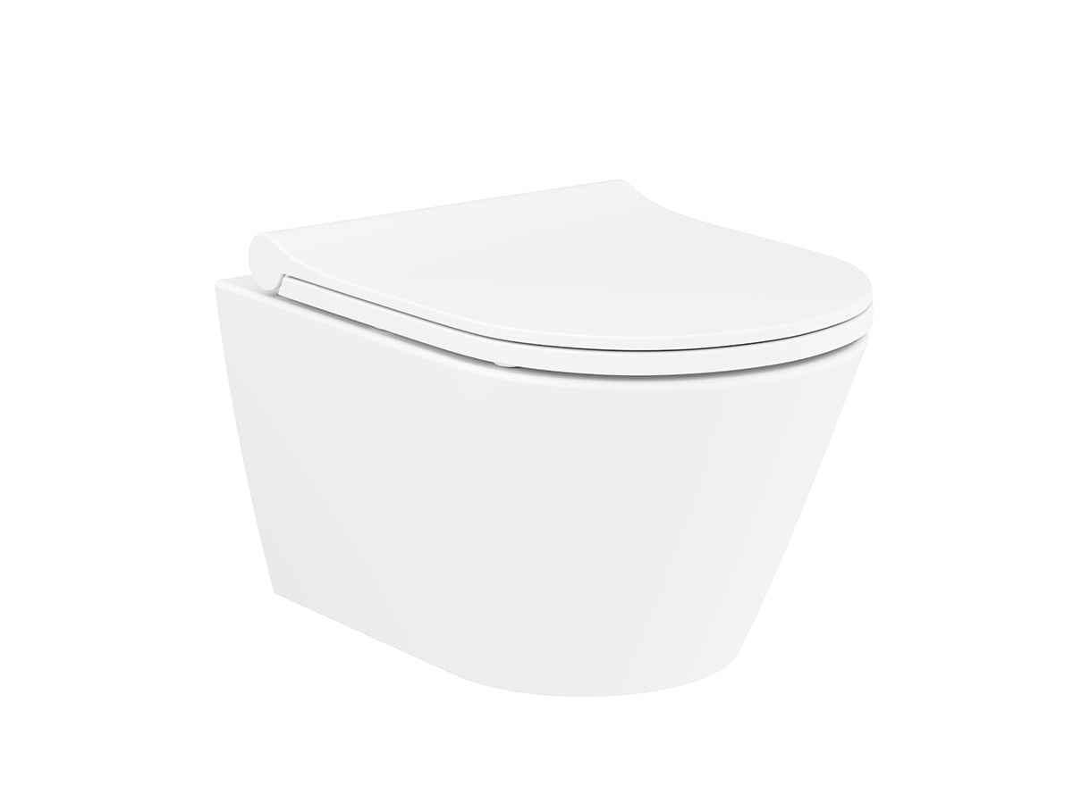 Lucco Gema Rimless Asma Klozet Seti Mat Beyaz, 49 cm