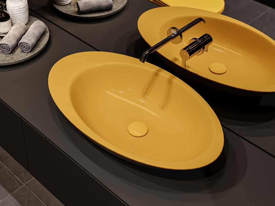 Lucco Gocce Çanak Lavabo 74 cm, Mat Hardal Sari