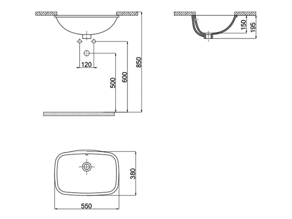 Lucco Nuvo Tezgah Alti lavabo 55 cm, Mat Antrasit