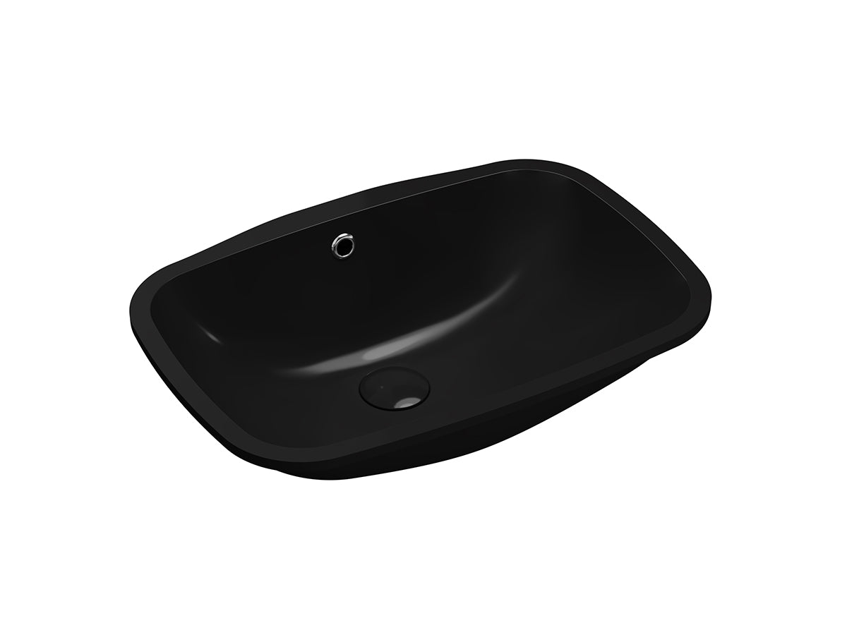 Lucco Nuvo Tezgah Alti lavabo 55 cm, Parlak Siyah