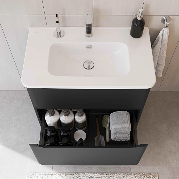 VitrA S20 Round Etajerli Lavabo, Yuvarlak, 80x46 cm