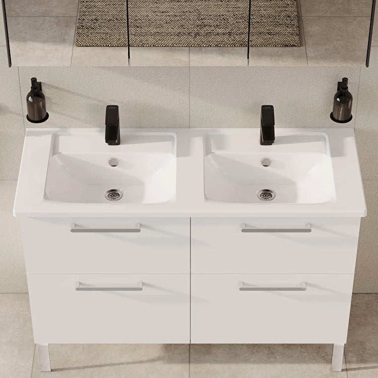 VitrA Integra Etajerli Çift Gözlü Lavabo, 120x47 cm