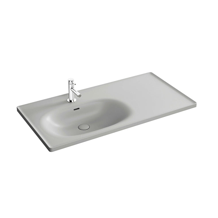 VitrA Equal Etajerli Lavabo, Dikdörtgen, 100x52cm, Mat Taş Gri