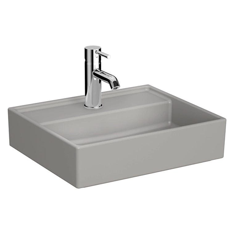 VitrA Archiplan Lavabo, Kompakt, 45x38 cm, Mat Taş Gri