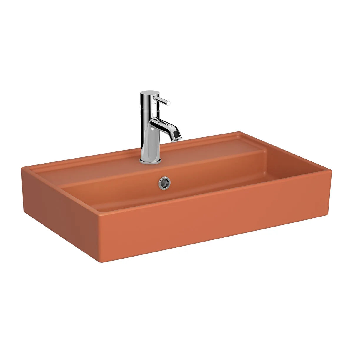 VitrA Archiplan Lavabo, Kompakt, 60x38 cm, Mat Terra Rosa