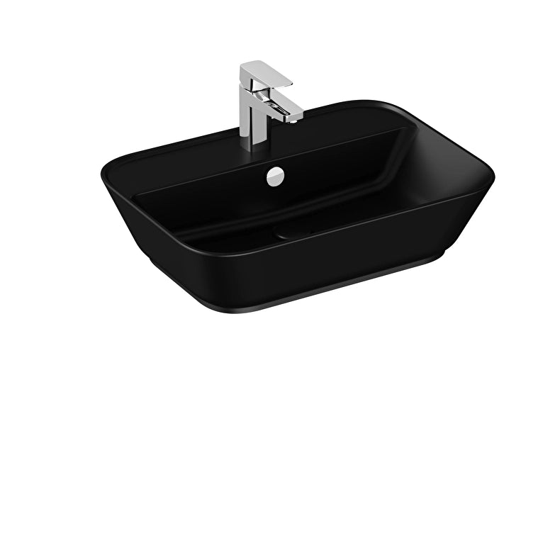 VitrA Geo Tezgah Üstü Lavabo, Dikdörtgen, 60x43 cm, Mat Siyah