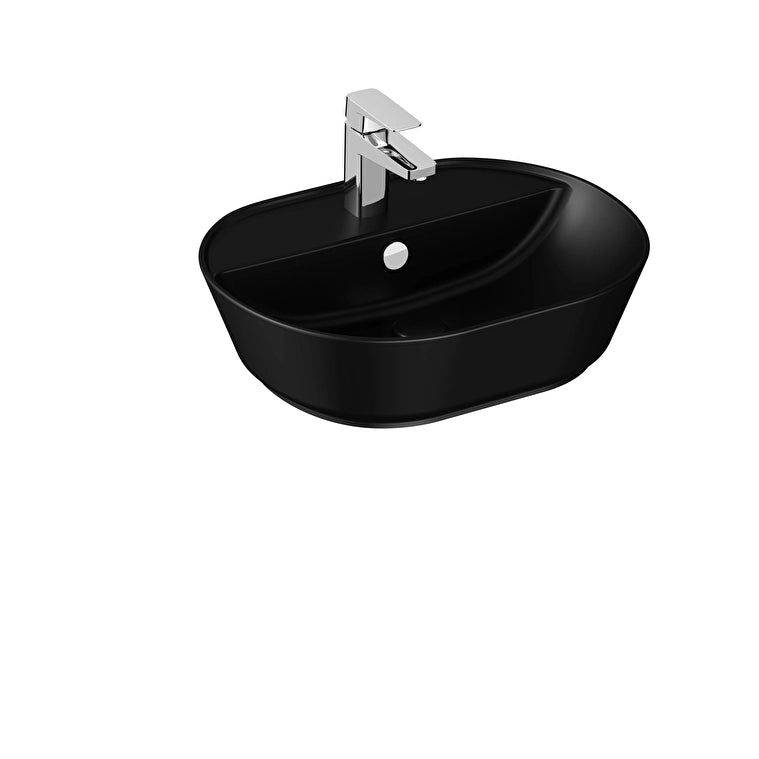 VitrA Geo Tezgah Üstü Lavabo, Oval, 55x43 cm, Mat Siyah