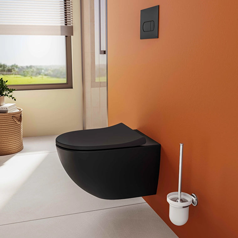 VitrA Sento Asma Klozet, Rim-ex, Gizli Montajlı, 54 cm, Mat Siyah