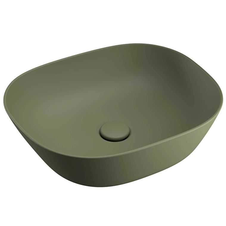 VitrA Plural Kare Alçak Çanak Lavabo, 45 cm, Mat Yosun Yeşili