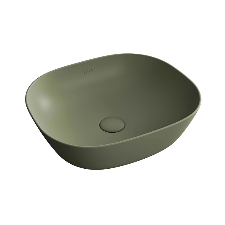 VitrA Plural Kare Alçak Çanak Lavabo, 45 cm, Mat Yosun Yeşili