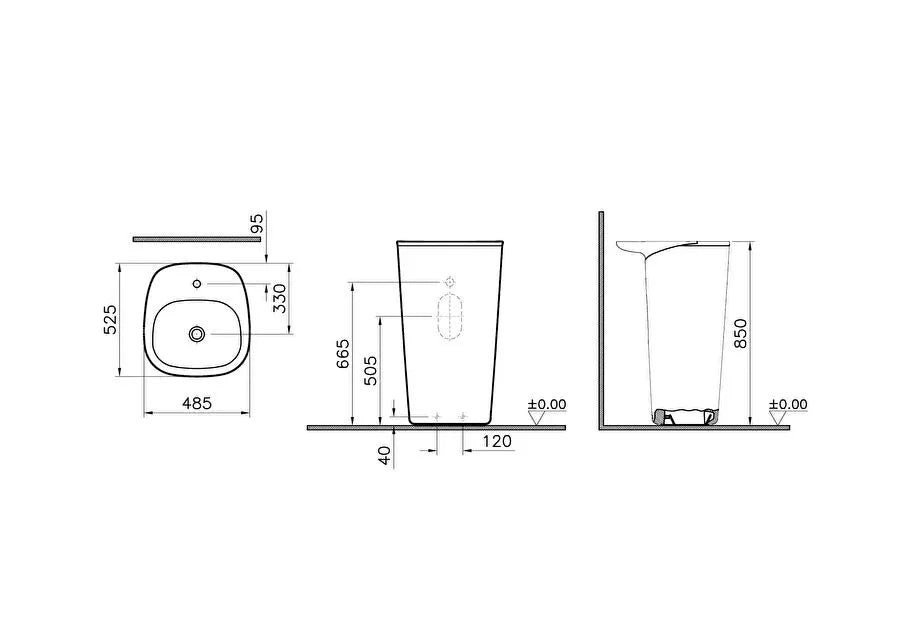 VitrA Plural Monoblok Lavabo, 50 cm, Mat Kum Beji