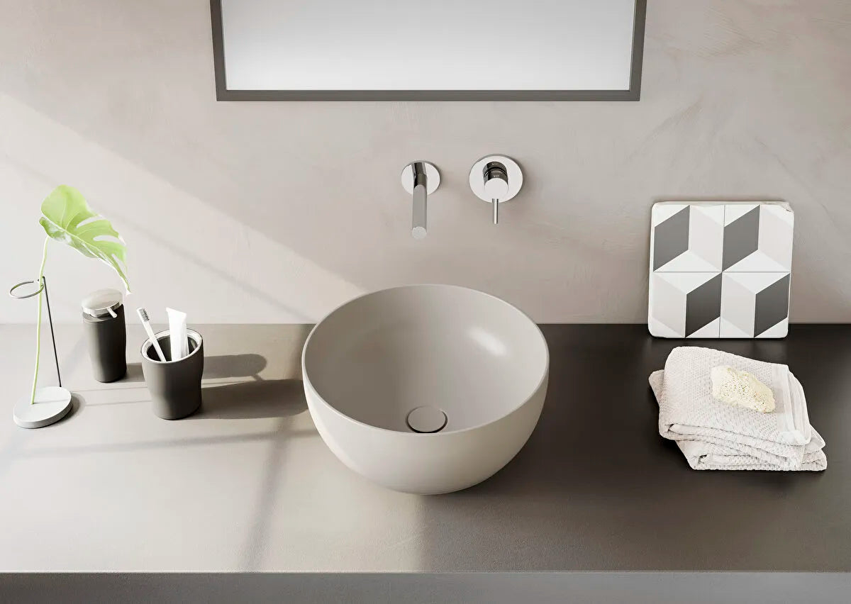 VitrA Outline Recycled Yuvarlak Çanak Lavabo, 41 cm, Mat Bej