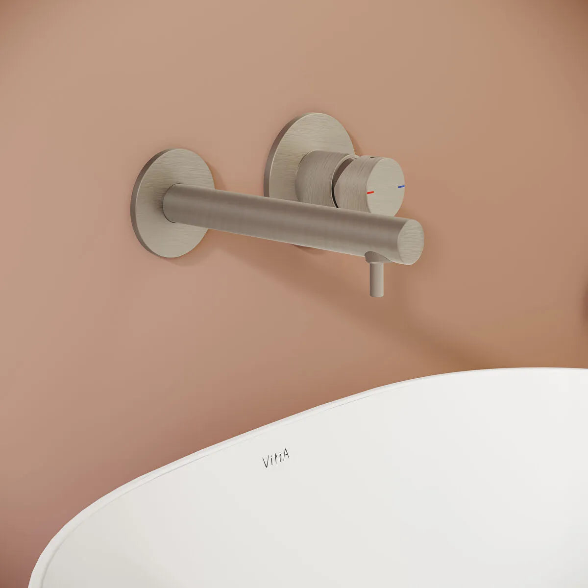 VitrA Origin Ankastre Lavabo Bataryası (2 Rozetli) (Sıva Üstü Grubu), Fırçalı Nikel