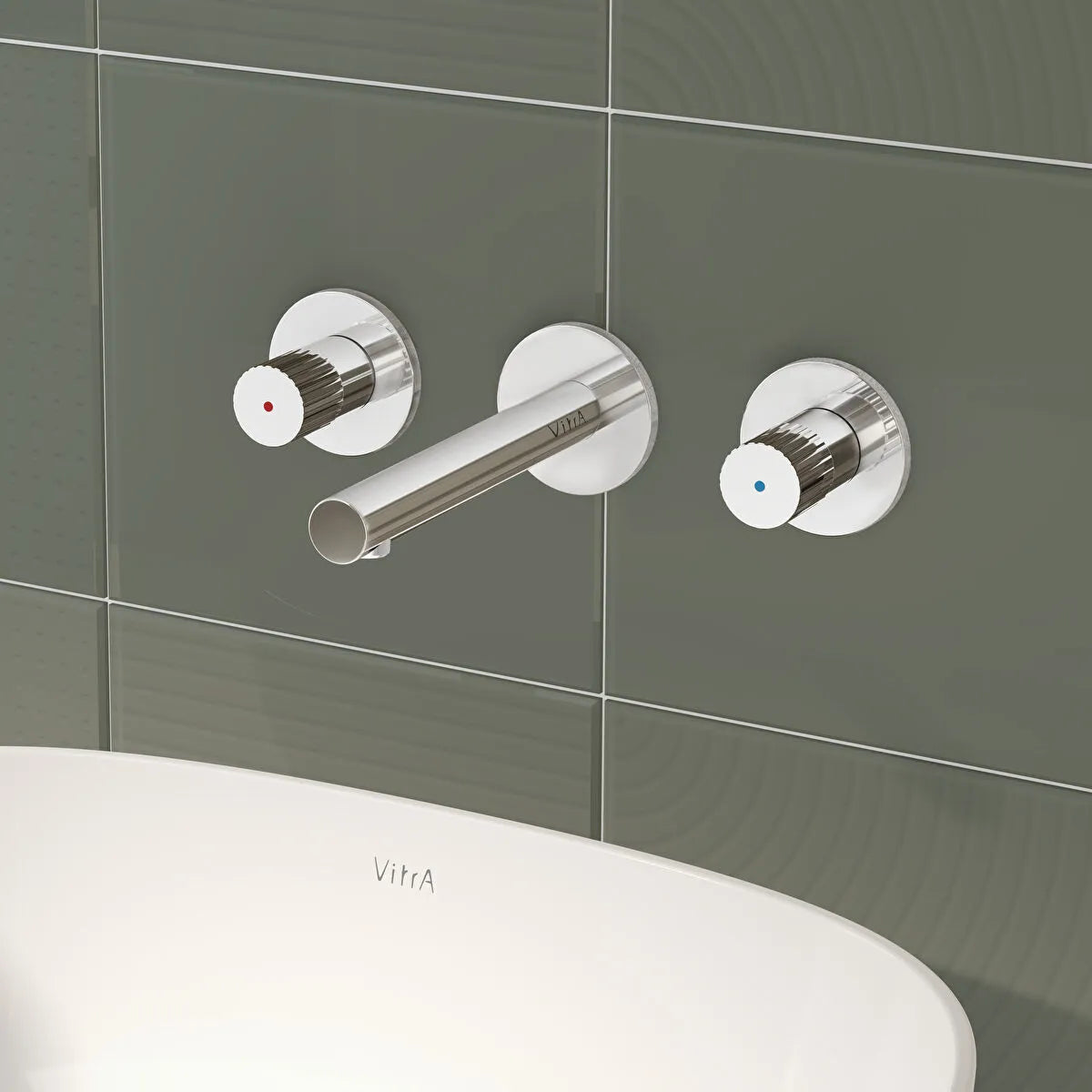 VitrA Origin Ankastre Lavabo Bataryası (3 Rozetli) (Sıva Üstü Grubu), Parlak Krom