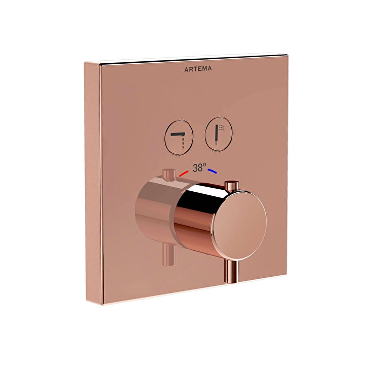 Artema V-Box Aquacontrol Square Ankastre Termostatik Banyo Bataryası (Sıva Üstü Grubu), Soft Bakır