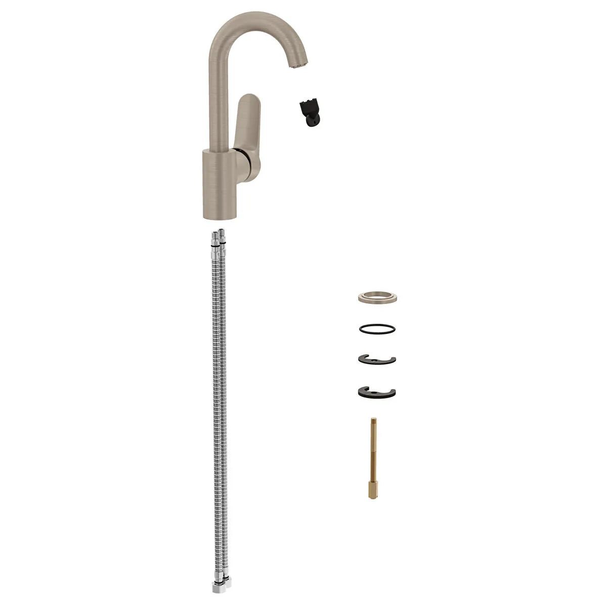 Artema Root Round Lavabo Bataryası  (Döner Borulu), Fırçalı Nikel