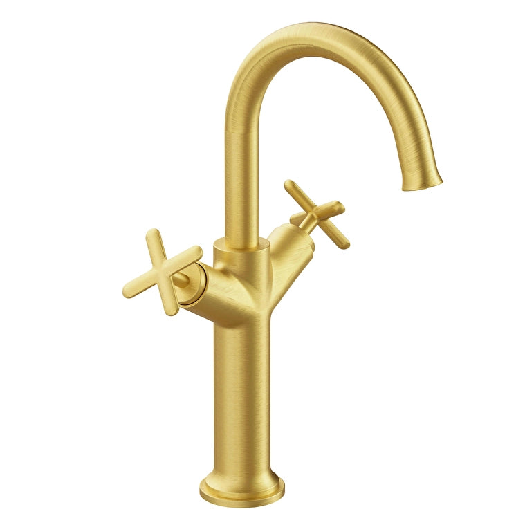 VitrA Origin Classic Lavabo Bataryası (Çift Kumandalı, Çanak), Fırçalı Altın