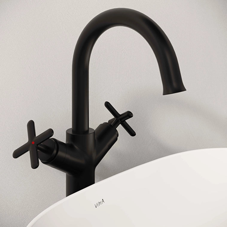 VitrA Origin Classic Lavabo Bataryası (Çift Kumandalı, Çanak), Mat Siyah