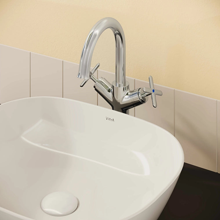 VitrA Origin Classic Lavabo Bataryası (Çift Kumandalı, Çanak), Parlak Krom