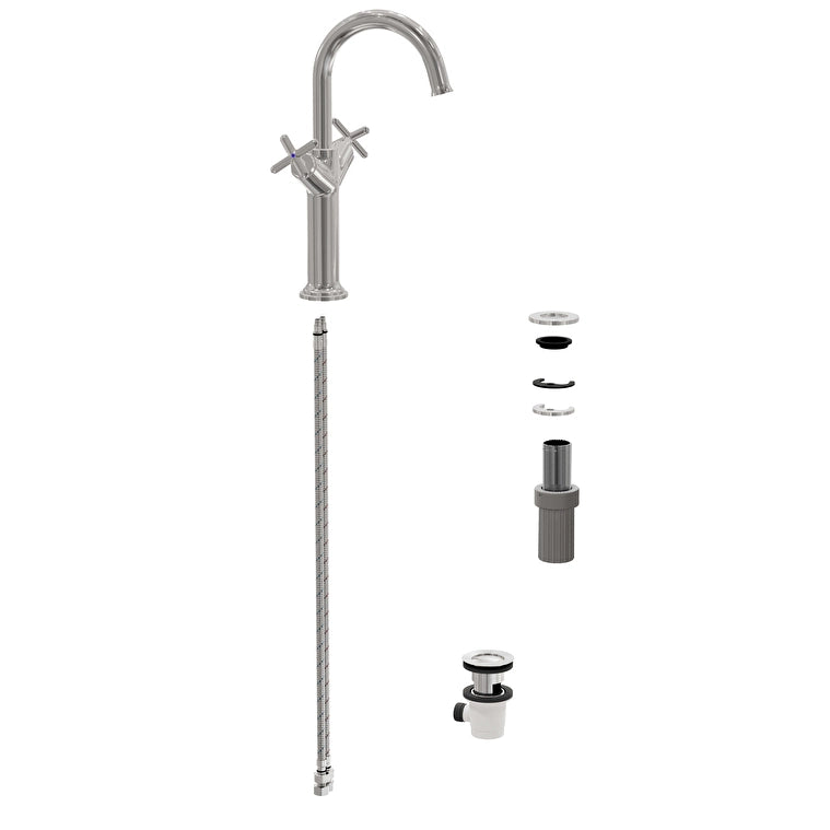 VitrA Origin Classic Lavabo Bataryası (Çift Kumandalı, Çanak), Parlak Krom