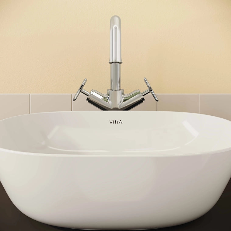 VitrA Origin Classic Lavabo Bataryası (Çift Kumandalı, Çanak), Parlak Krom
