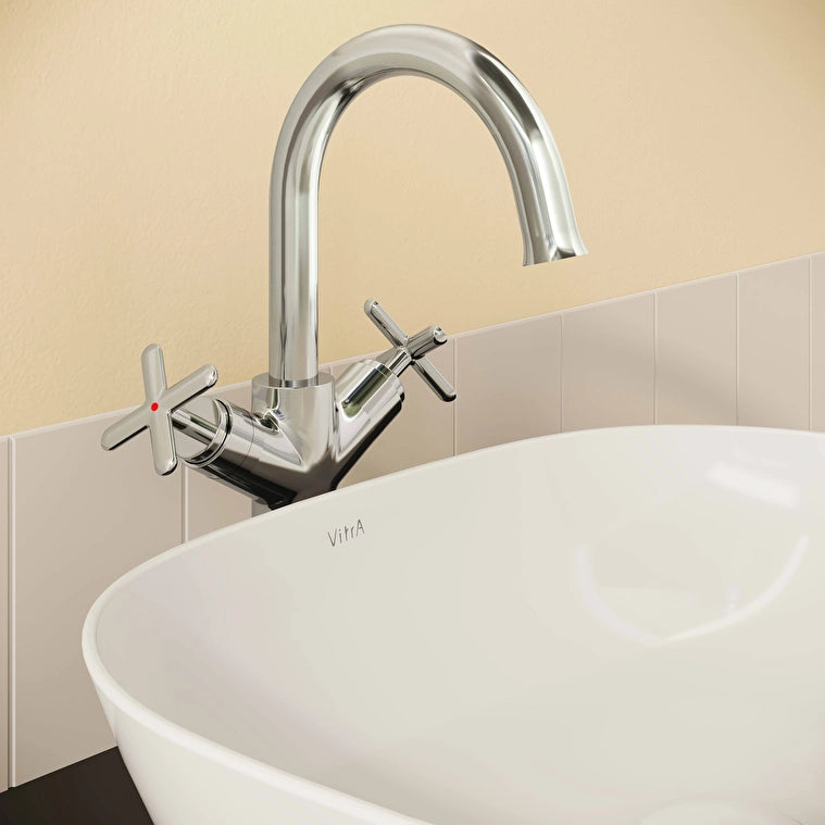 VitrA Origin Classic Lavabo Bataryası (Çift Kumandalı, Çanak), Parlak Krom