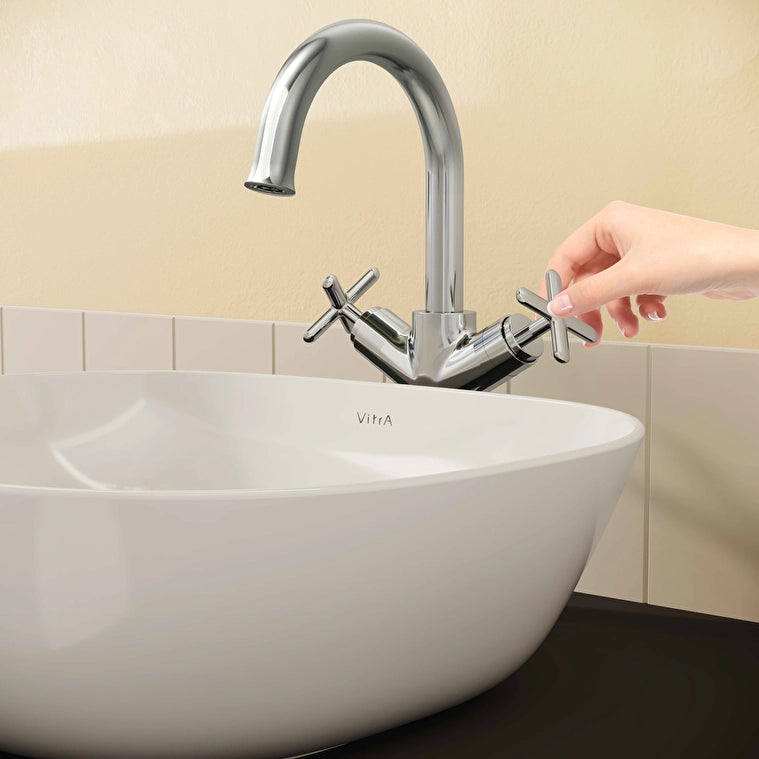 VitrA Origin Classic Lavabo Bataryası (Çift Kumandalı, Çanak), Parlak Krom