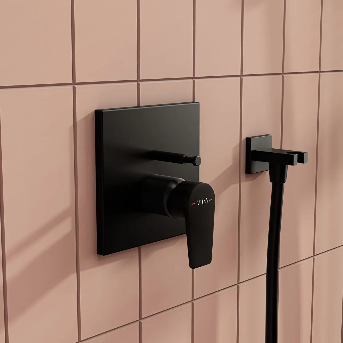 Artema Flow Square Ankastre Mekanik Banyo Bataryası (V-Box) (Sıva Üstü Grubu), Mat Siyah