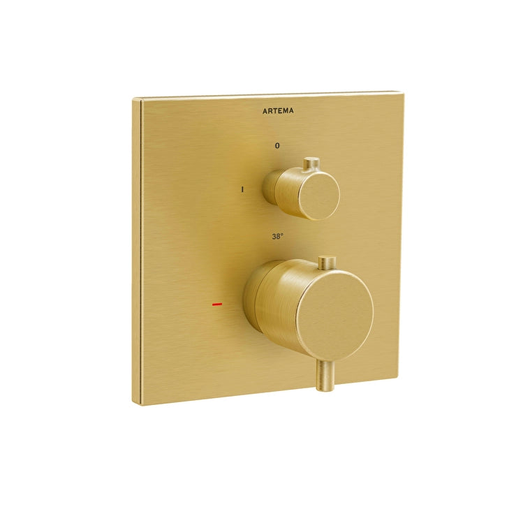 Artema V-Box Ankastre Termostatik Banyo Bataryası (V-Box, Sıva Üstü Grubu), Fırçalı Altın