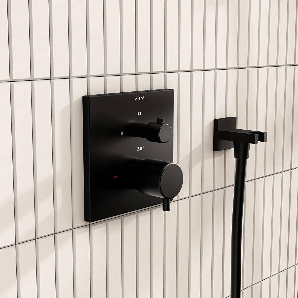 Artema Flow Square Ankastre Termostatik Banyo/Duş Bataryası (V-Box, Sıva Üstü Grubu), Mat Siyah