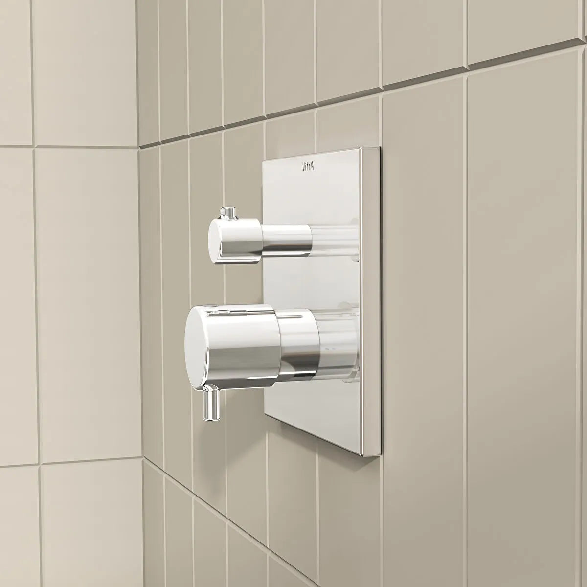 Artema Flow Square Ankastre Termostatik Banyo/Duş Bataryası (V-Box, Sıva Üstü Grubu), Parlak Krom