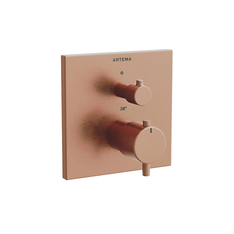 Artema V-Box Ankastre Termostatik Duş Bataryası (V-Box, Sıva Üstü Grubu), Fırçalı Bakır