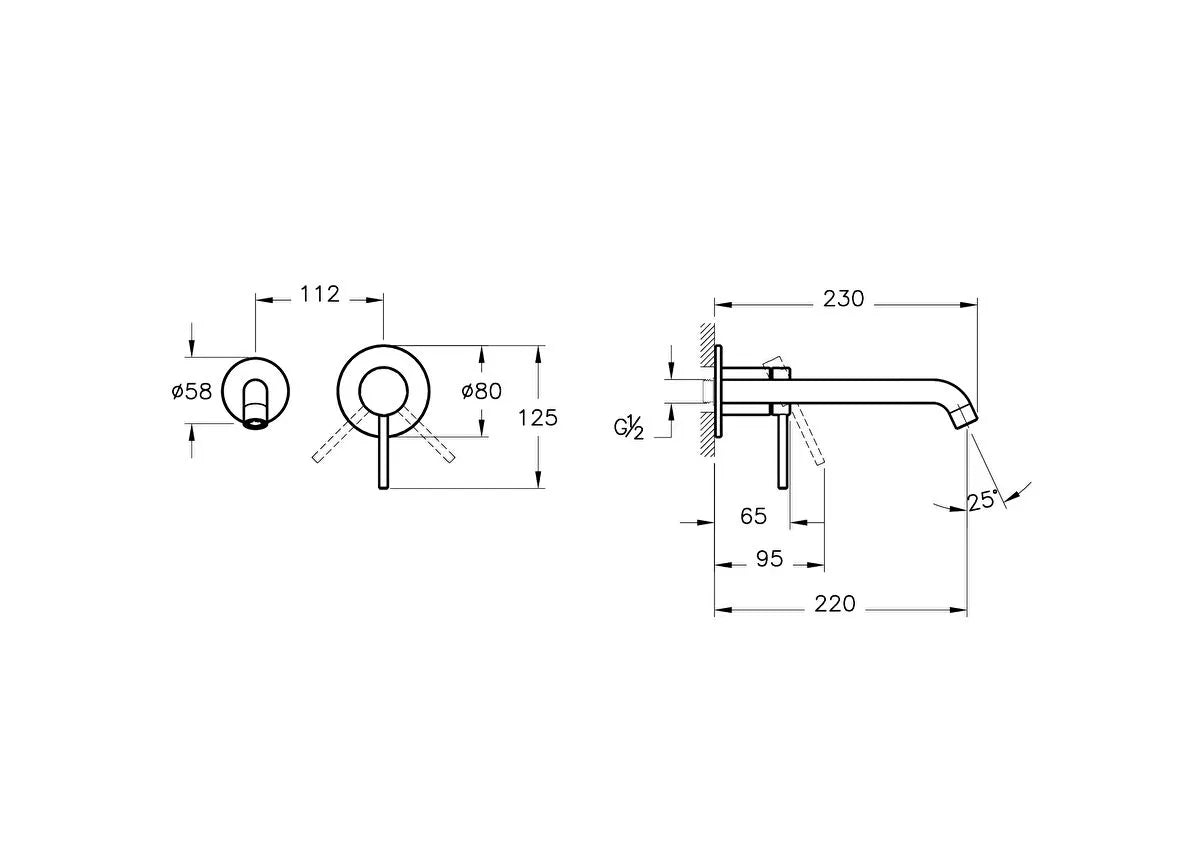 Artema Minimax Round Ankastre Lavabo Bataryası (Uzun), Fırçalı Bakır
